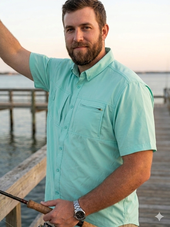 Silver Bait Other - Silver Bait Men's XXL Fishing Shirt Short Sleeve Vented Performance Mint Green